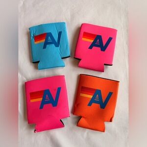 Four Aviator Nation Can Koozies with Logo Pink Blue Orange